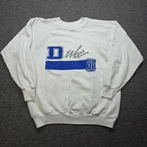 Duke White and Blue Women's Crew Neck Sweater